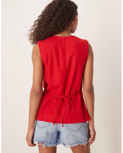 Chaleco Largo Salsa Asimétrico De Mezcla De Lino De Abercrombie & Fitch de color Red