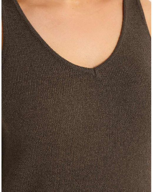 Yours Clothing Brown Knitted Vest Top