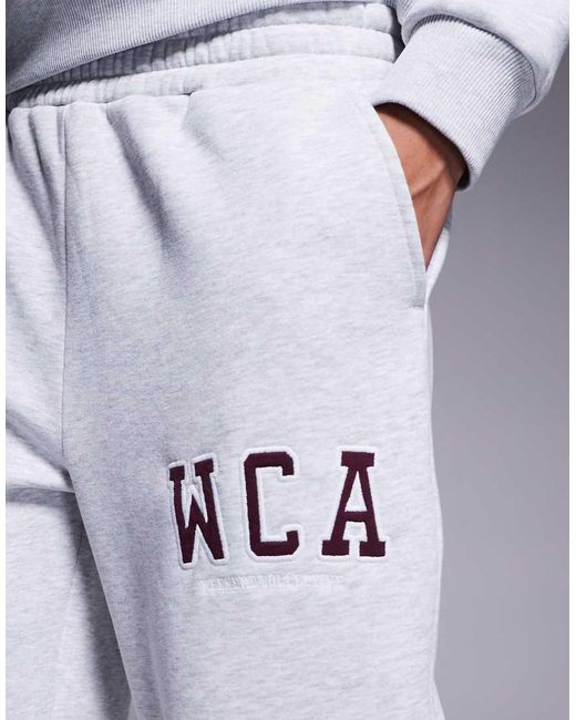 ASOS Blue Weekend Collective Co-Ord Wide Leg Jogger With Varsity Sweatshirt