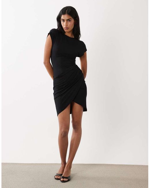 ASOS Black Wrap T-shirt Mini Dress