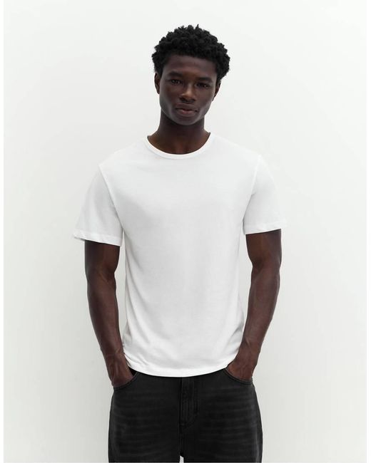 T-Shirt Basic Slim Bianca di Pull&Bear in White da Uomo