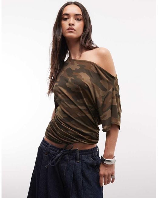 Collusion Blue Off Shoulder Drapey Top