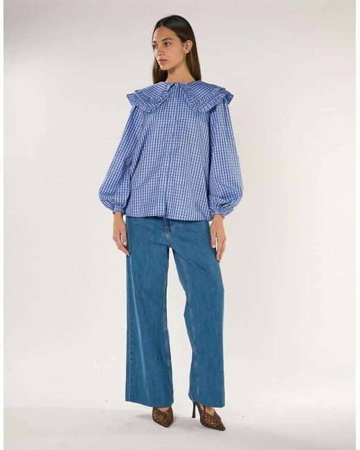Glamorous Blue Statement Collar Blouse
