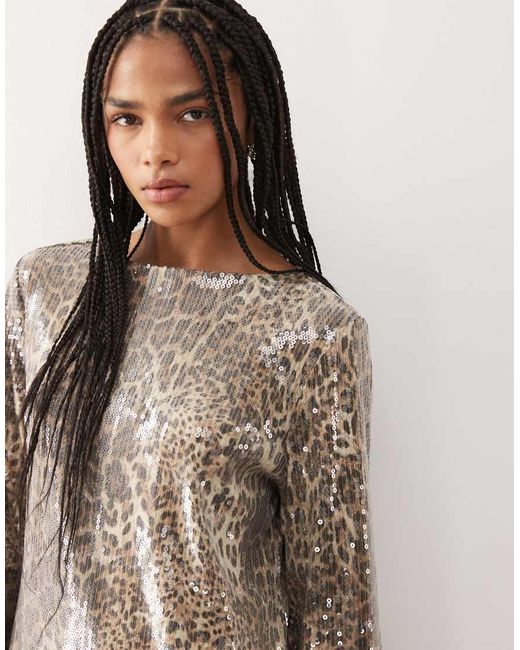 Noisy May Natural Open Back Sequin Mini Dress