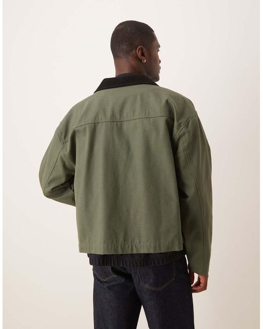 Giacca Harrington Con Colletto di ASOS in Green da Uomo