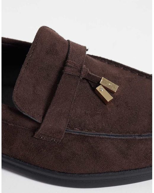 SEQWL Wide Fit Brown Panther Tassel Trim Loafers