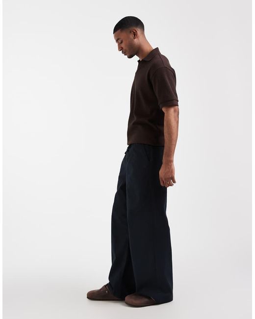ASOS Black Loose Linen Blend Trousers for men