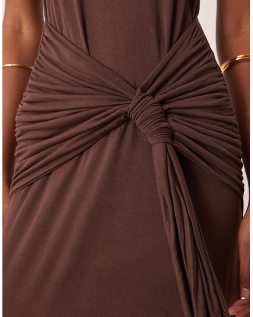 ASOS Brown Twist Detail Cami Midi Dress