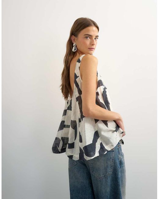 TOPSHOP Blue Sheer Sleeveless Pintuck Cami