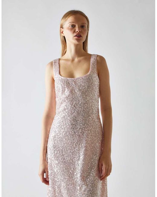 Glamorous Natural Square-Neck Bias-Cut Midaxi-Dress