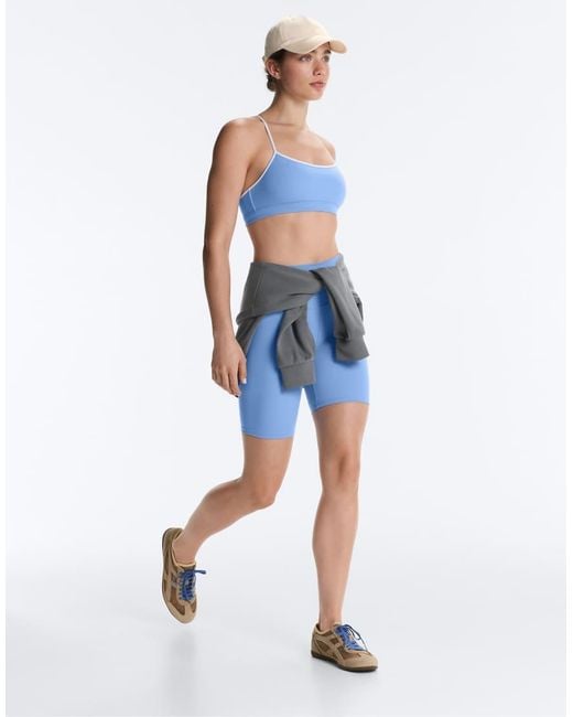 Oysho Blue Light-Support Comfortlux Sports Bra With Piping