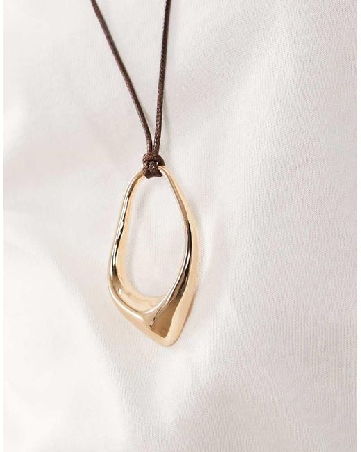 ASOS Natural Long Corded Necklace With Abstract Pendant