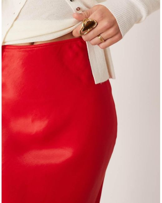 ASOS Red Satin Bias Maxi Skirt
