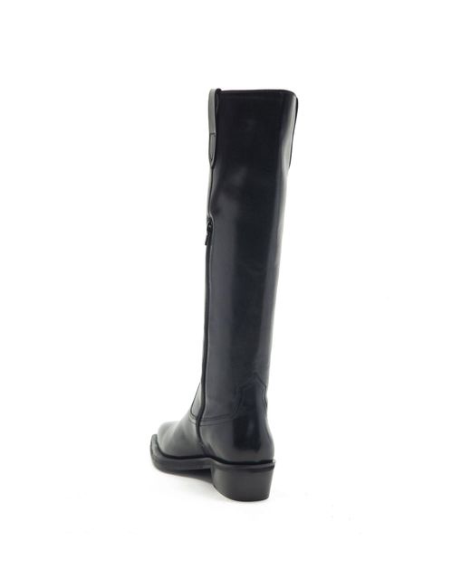 OFF THE HOOK Black Acton Leather Knee High Biker Boots