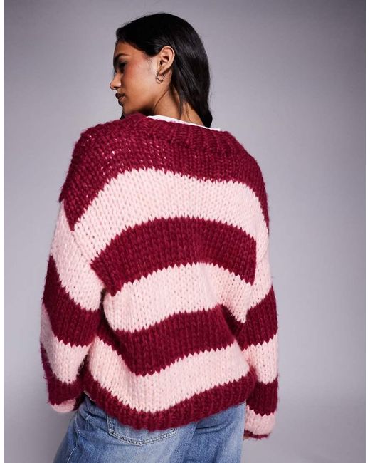 Kiwi & Co Red Lovebug Hand Knitted Balloon Sleeve Crew Neck Jumper