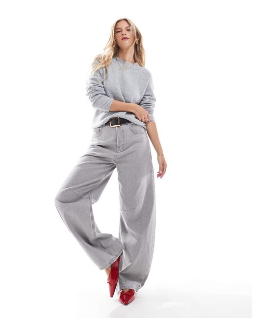 Pull col rond - clair Vero Moda en coloris Gray