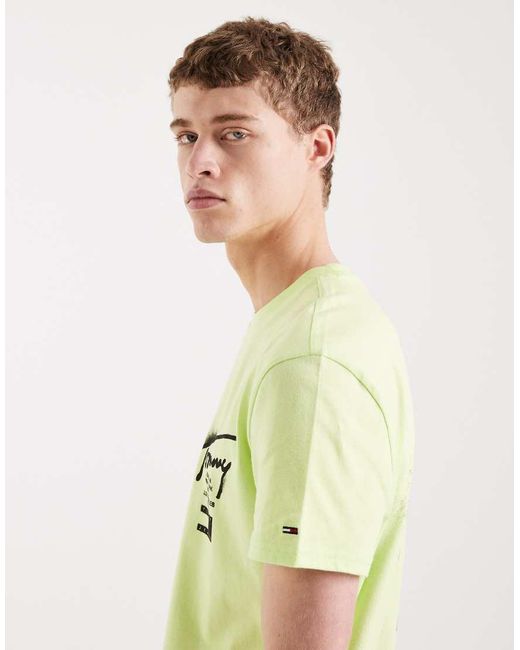 Tommy Hilfiger Green Signature City Sign Logo Signature T-shirt for men