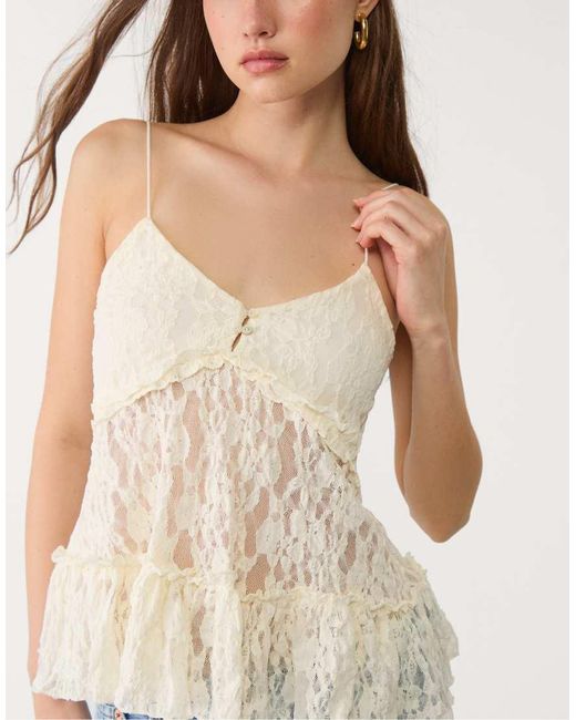 Stradivarius Top Van Kant Met Bandjes in het Blue