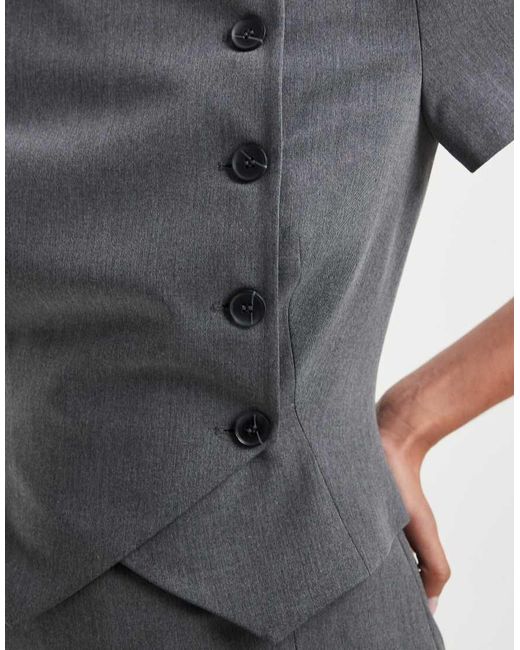 ASOS Gray Wrap Front Tailored Top