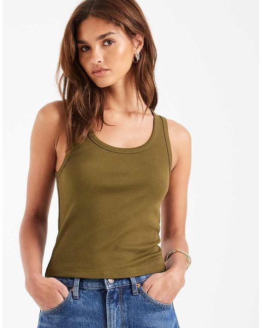 ASOS Green Thick Binding Rib Scoop Neck Vest