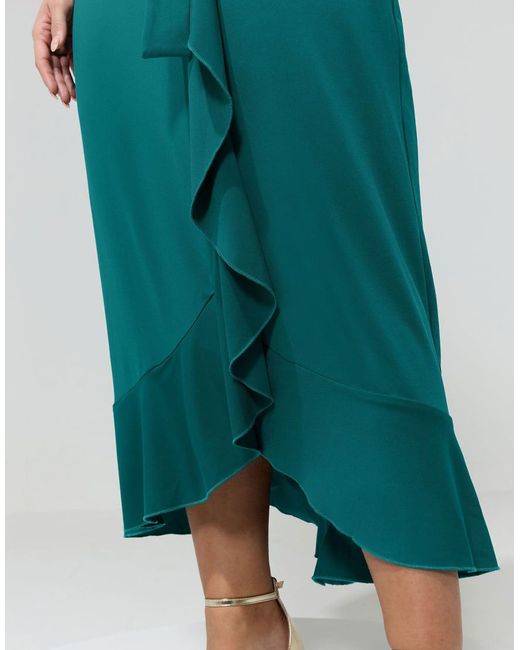 Yours Clothing Blue Ruffle Hem Wrap Dress