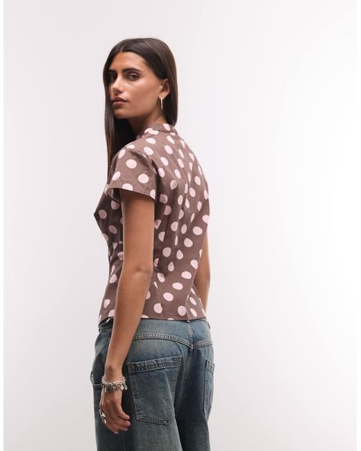 Collusion Red Keyhole Fitted Shirt