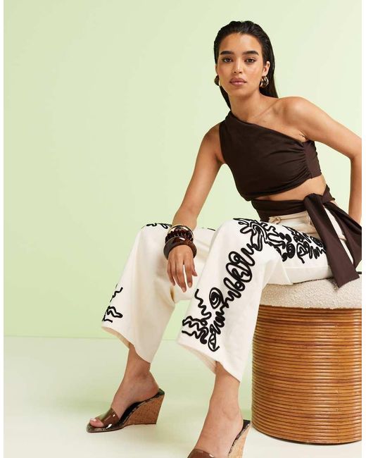 ASOS Green High Waisted Barrel Jean With Cornelli Detail
