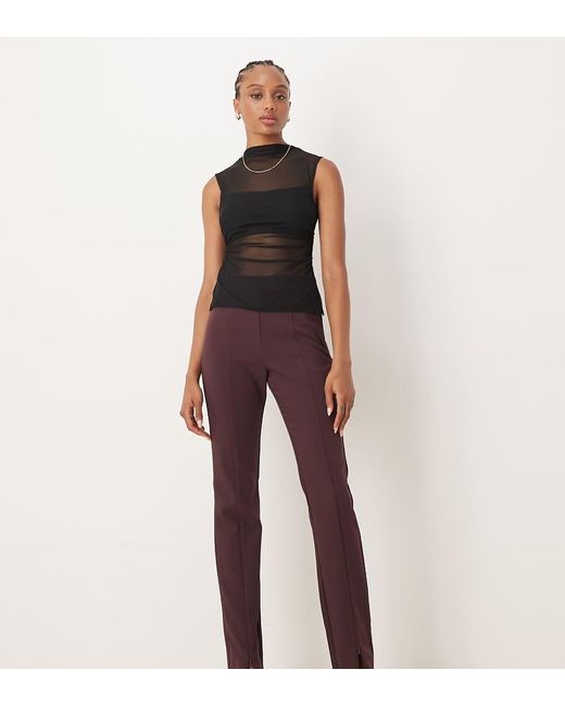ASOS Brown Tall Tailored Skinny Trousers With Zip Front Detail