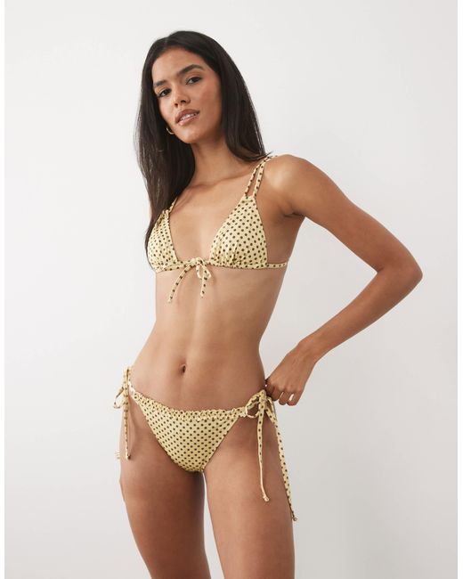 ASOS Brown Dottie Double Strap Triangle Bikini Top