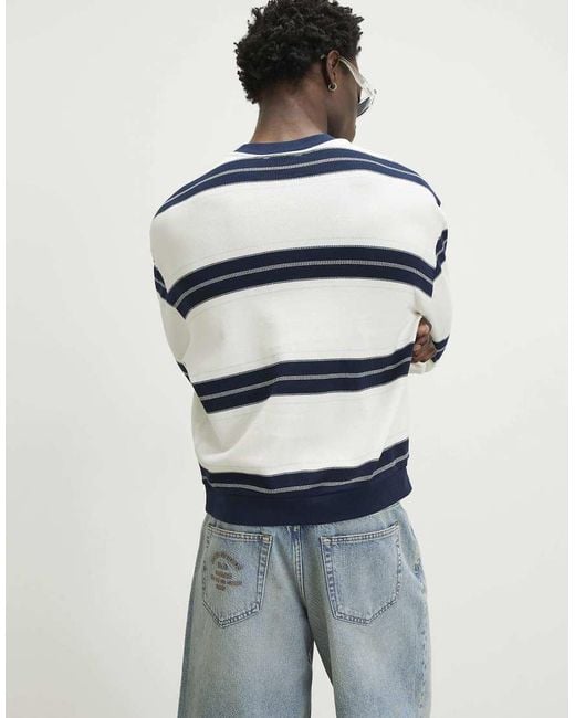 River Island Blue Regular Fit Prolific Stripe Sweatshirt for men