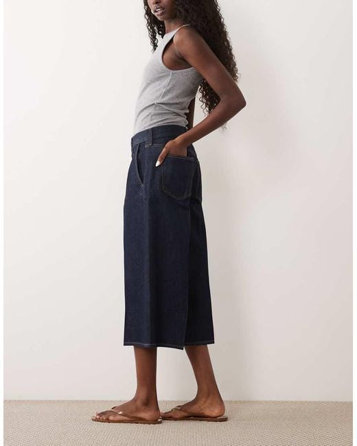Abercrombie & Fitch Blue High Rise Denim Culottes