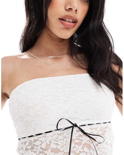 Hollister Kanten Bandeau-Top Met Peplum in het White