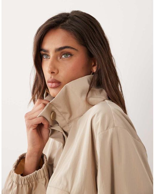 ASOS Natural Techy Funnel Neck Balloon Jacket Co Ord