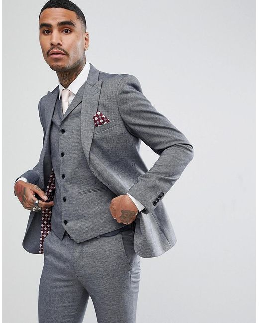 Veste De Costume Ajustée En Jacquard Gris Clair