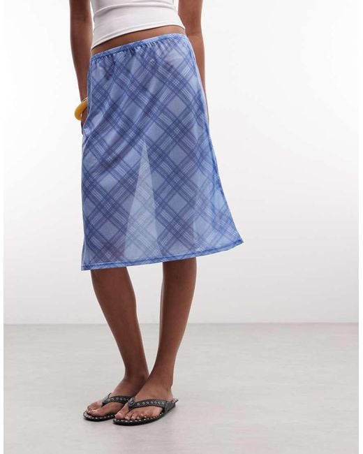 Reclaimed Vintage Blue Awkard Length Slip Skirt