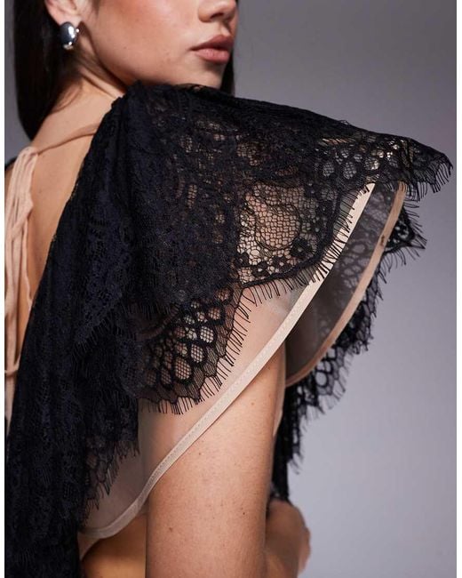 The Dolls House Black Sara Lace Cut Out Mini Dress