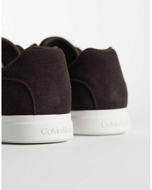 Calvin Klein Brown Jeans Suede Cupsole Trainers for men