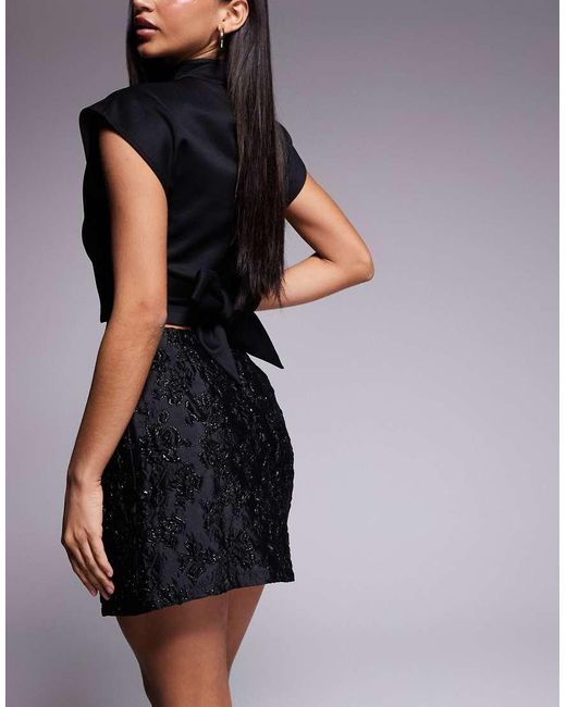 New Look Black Jacquard Sparkle Mini Skirt