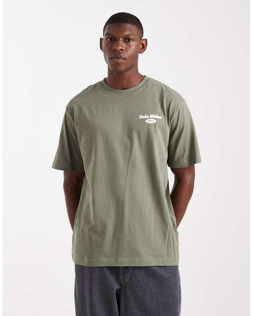 T-Shirt Comoda Kaki Con Stampa Moped Sul Retro di Only & Sons in Gray da Uomo