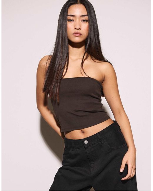 Stradivarius Black – trägerloses basic-oberteil