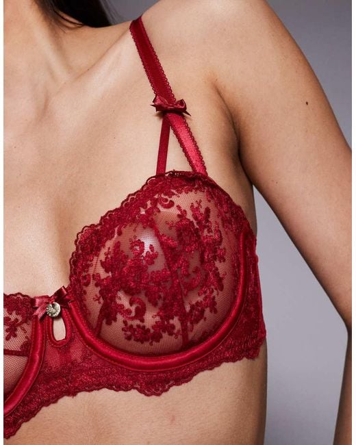 Boux Avenue Red Anastasia Lace Balconette Bra