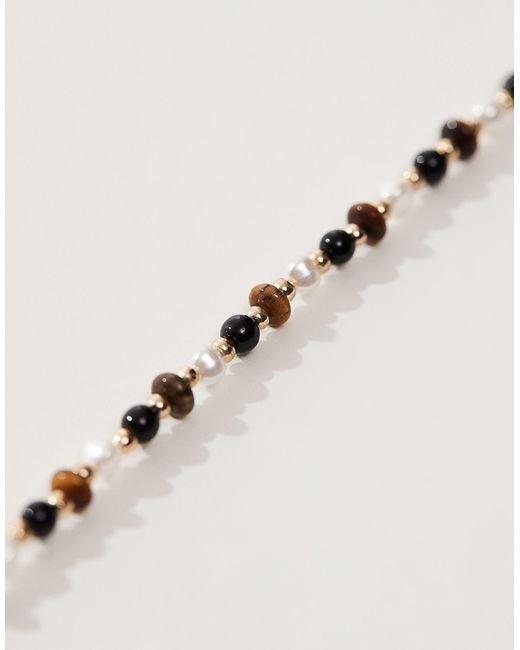 ASOS Gray Bead And Pearl Mix Bracelet for men