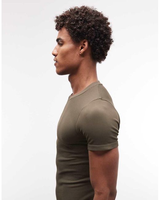 4505 Gray Seamless Rib Muscle Fit Training T-shirt for men