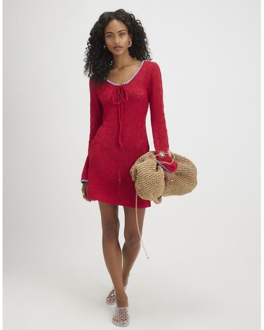 River Island Red Crochet Whipstitch Mini Dress