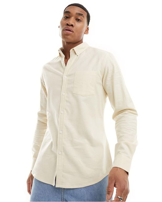 ASOS Natural Slim Fit Oxford Shirt for men