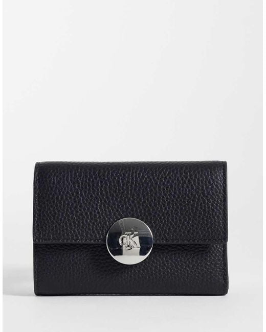 Calvin Klein Black Round Hardware Pebble Purse
