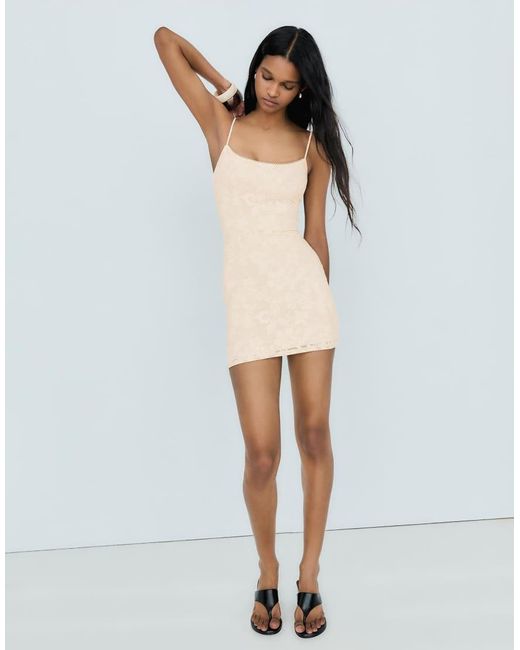 Bershka White Rustic Mini Dress