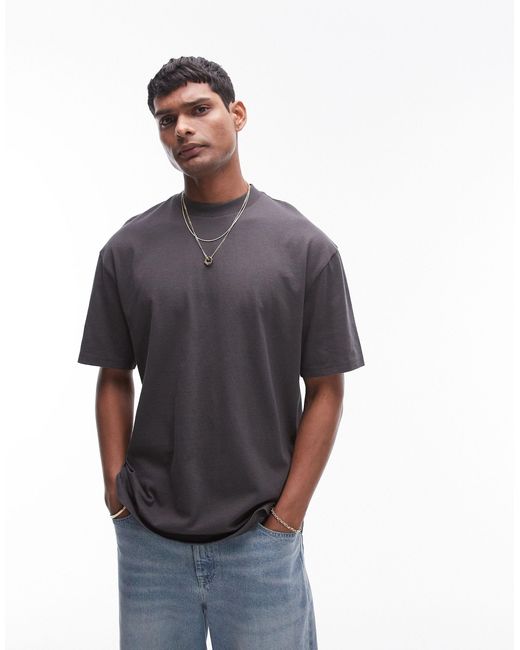 T-shirt oversize - anthracite Topman pour homme en coloris Gray