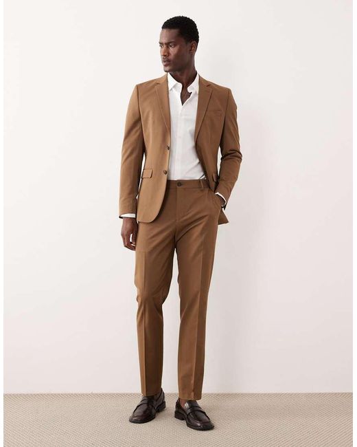 Pantaloni Da Abito Slim Color Cuoio Scuro di SELECTED in Natural da Uomo