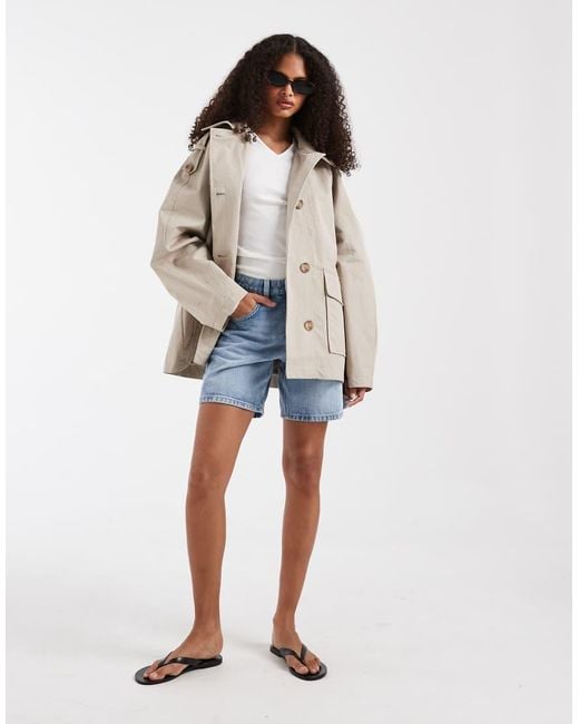 ASOS Blue Funnel Short Trench A-line Jacket